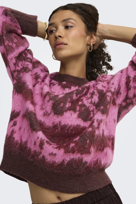 Jacqueline de Yong bruine dames trui | Model vooraanzicht
