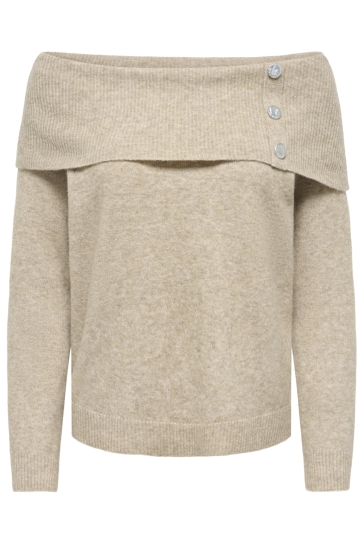 Jacqueline de Yong jdyaliana l/s offshoulder pullo knt Taupe