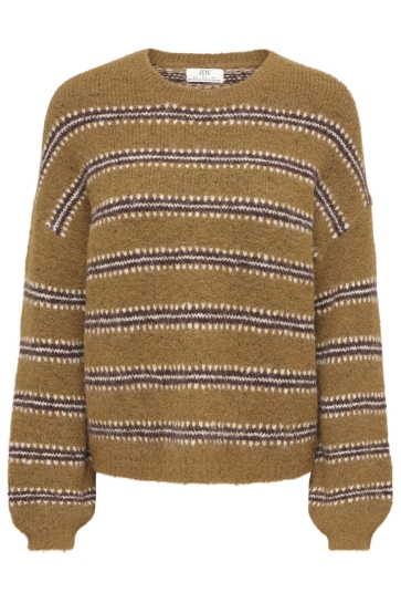 Jacqueline de Yong Trui JDYDINA L/S O-NECK STRIPE PULLOVER 15383025 Bison/RUM RAISIN & CLOUD DANCER