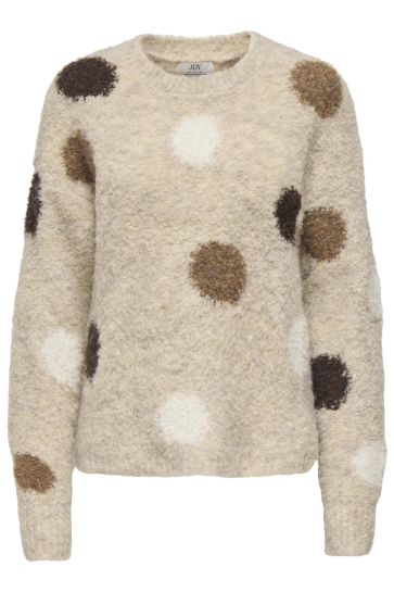 Jacqueline de Yong Trui JDYDOTTIE L/S O-NECK DOT PULLOVER K 15383105 Pussywillow Gray/SLATE BLACK/ TOFFE