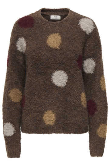 Jacqueline de Yong Trui JDYDOTTIE L/S O-NECK DOT PULLOVER K 15383105 Bison/RUM RAISIN