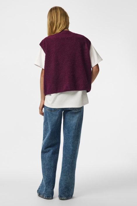 Pieces paarse dames gilet | Achteraanzicht