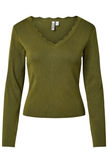 Pieces Trui PCELIA LS V-NECK KNIT FC 17167770 Sphagnum