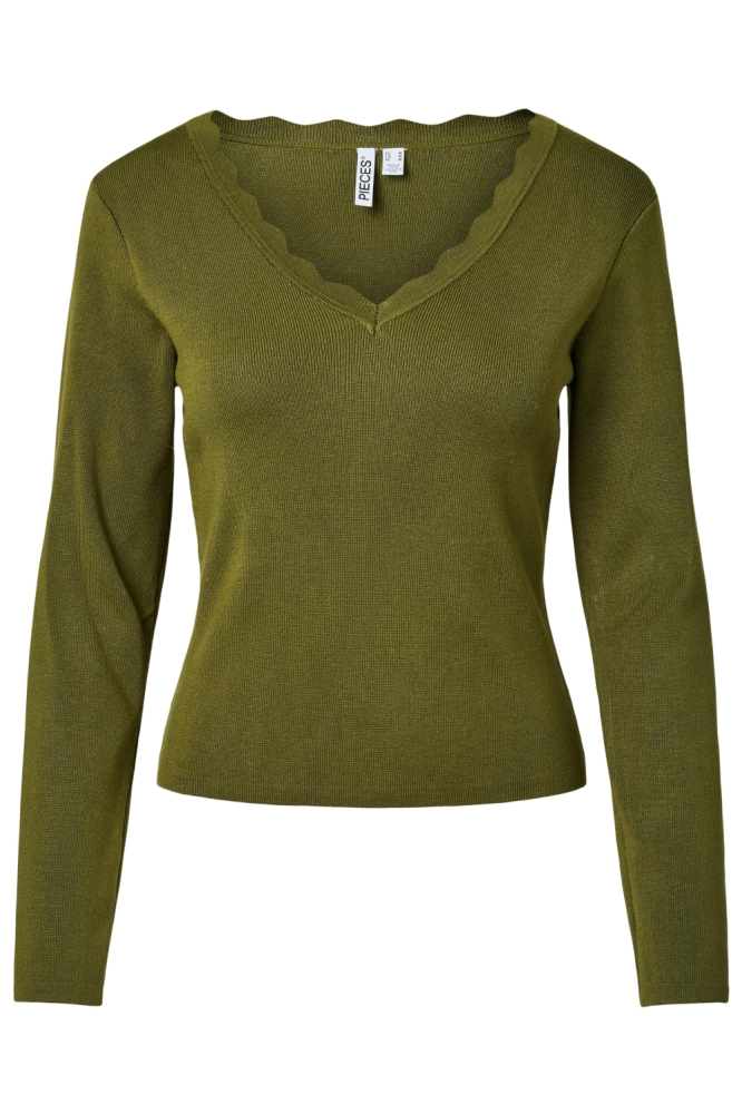Pieces groene dames trui | Vooraanzicht