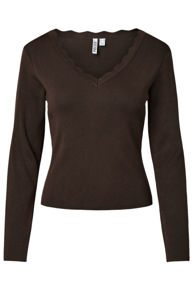 Pieces bruine dames trui | Vooraanzicht