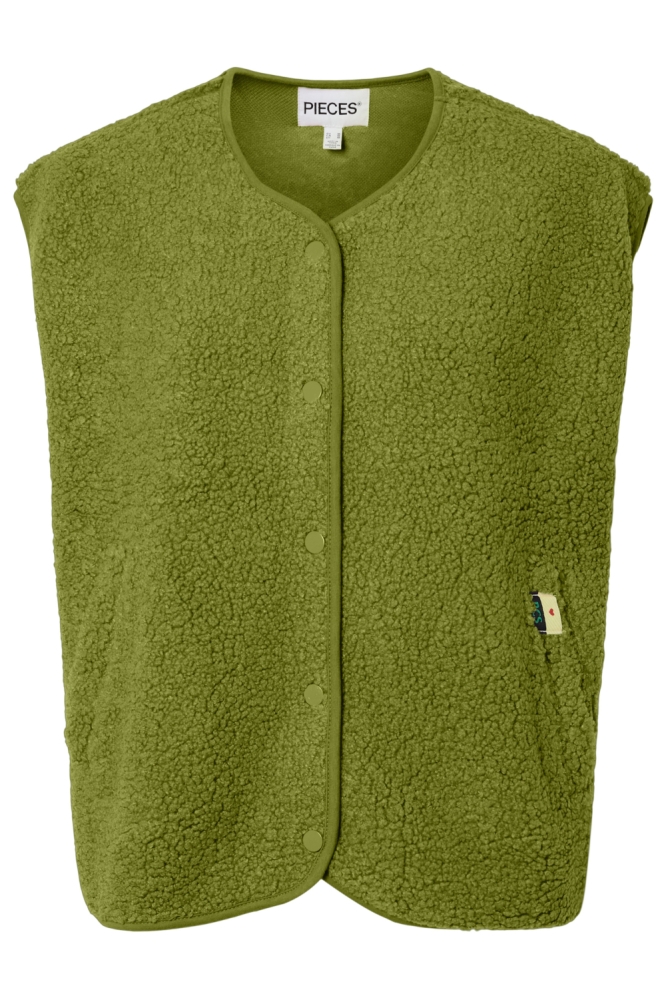 Pieces groene dames gilet | Vooraanzicht