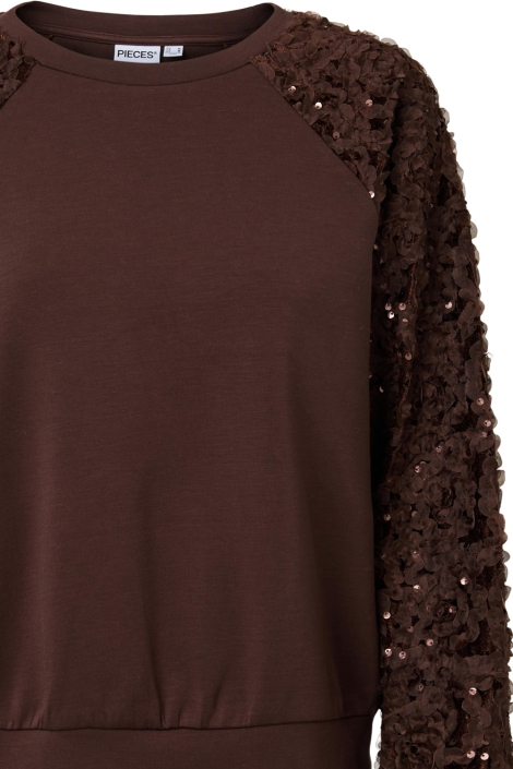 Pieces bruine dames sweater | Close up