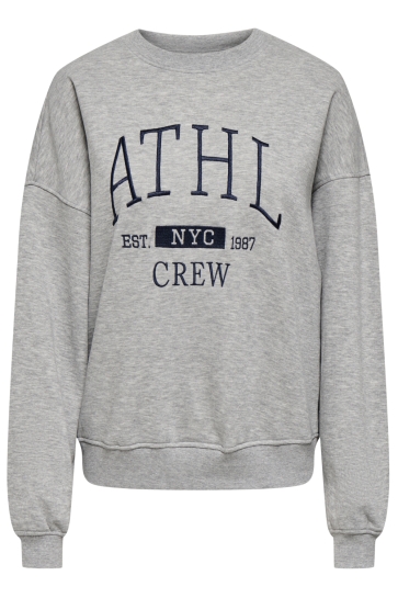 Jacqueline de Yong Trui JDYMESA L/S O-NK EMB SWEAT JRS NOOS 15370526 Light Grey Mela/NAVY BLAZER