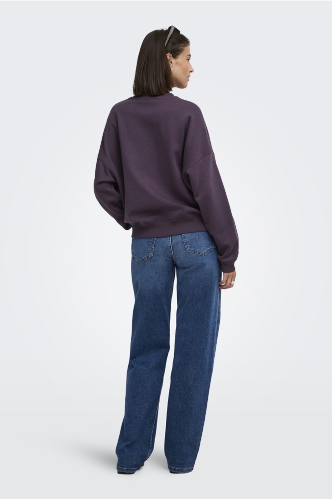 Jacqueline de Yong paarse dames sweater | Model achteraanzicht