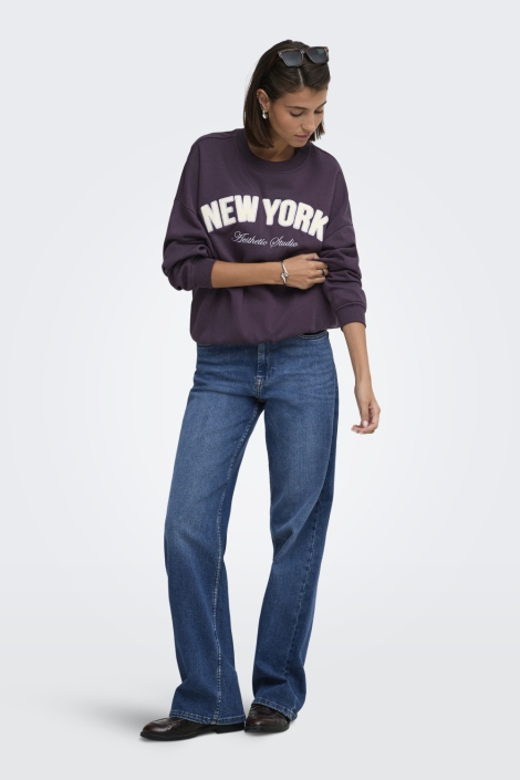 Jacqueline de Yong paarse dames sweater | Model vooraanzicht