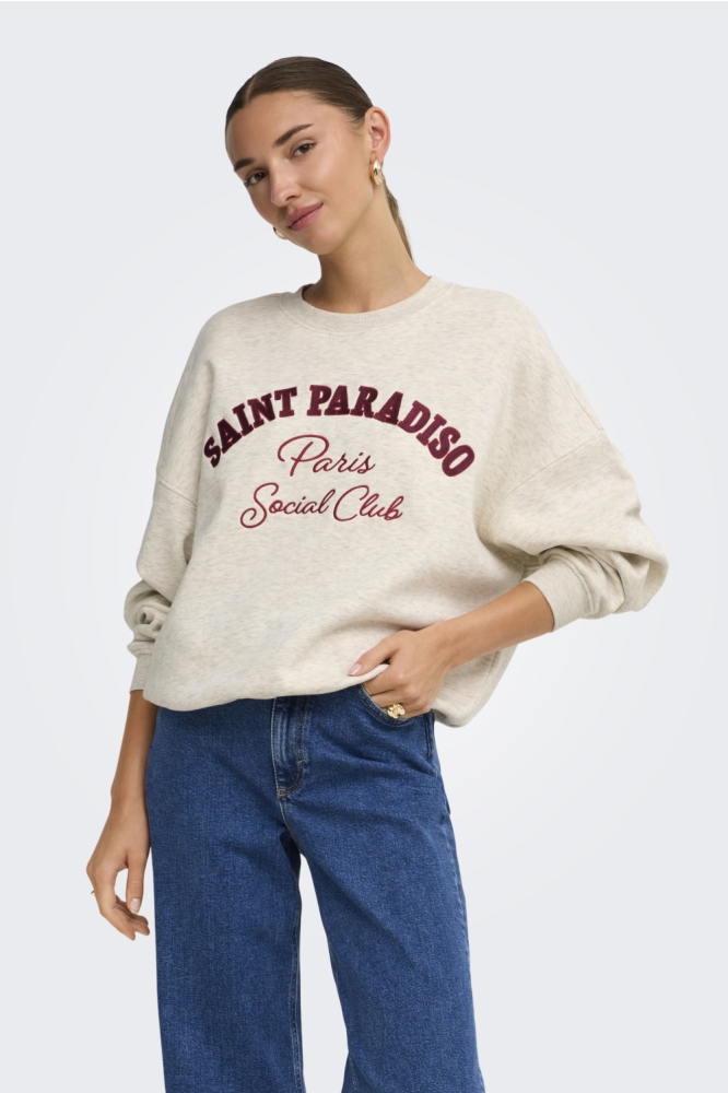 Jacqueline de Yong grijze dames sweater | Model vooraanzicht