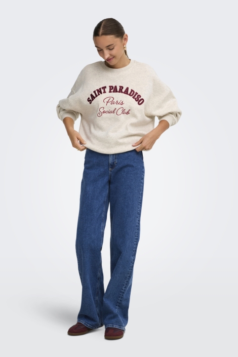 Jacqueline de Yong grijze dames sweater | Model vooraanzicht