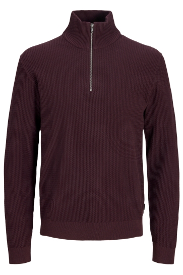 Jack & Jones Trui JPRBLUSTANLEY KNIT HALF ZIP BF 12305683 Tawny Port/Twist