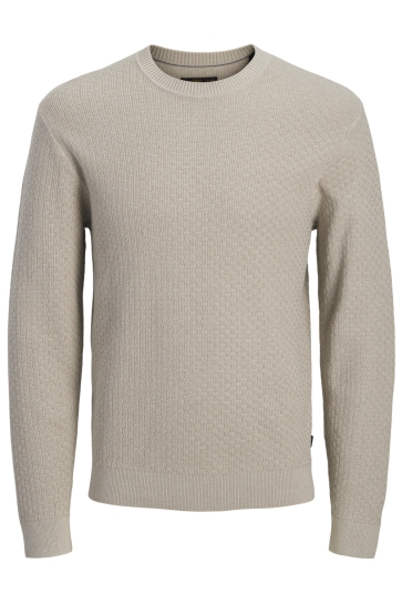 Jack & Jones Trui JPRBLUSTANLEY KNIT CREW NECK BF LN 12305682 Plaza Taupe/twist squa