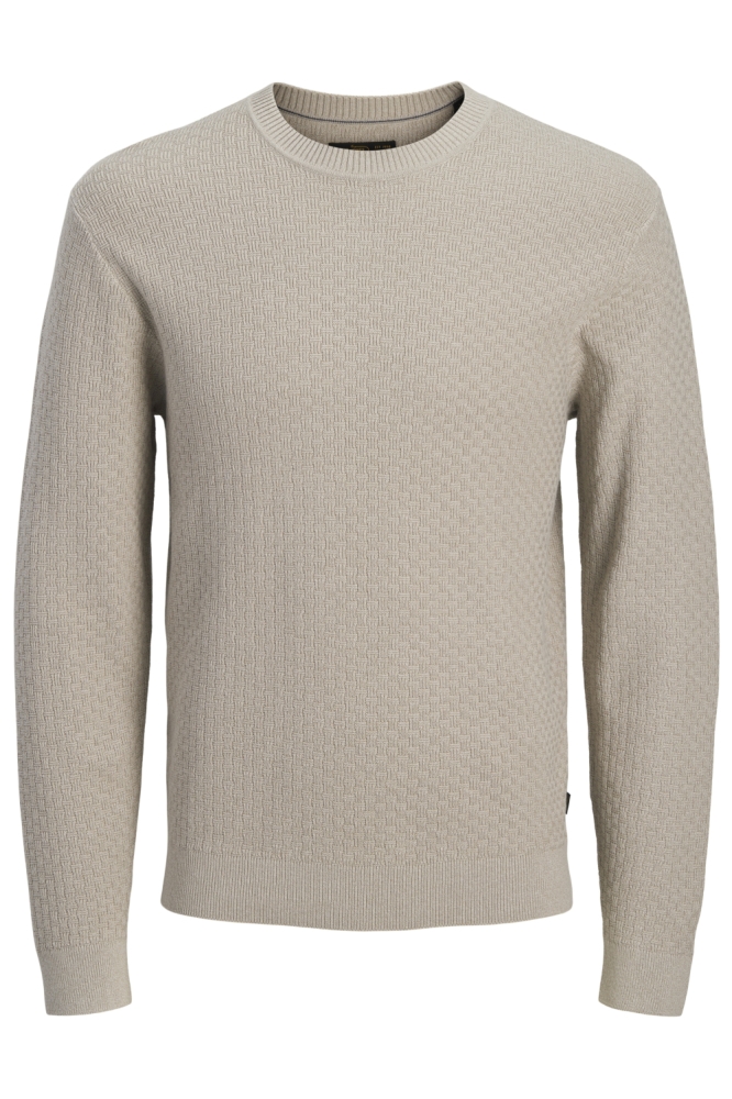 Jack & Jones taupe heren trui | Vooraanzicht