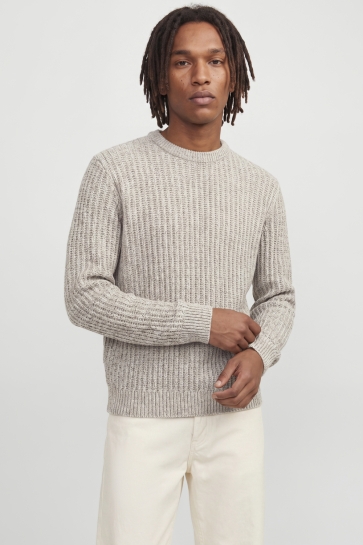 Jack & Jones jjjaxon knit crew neck Beige