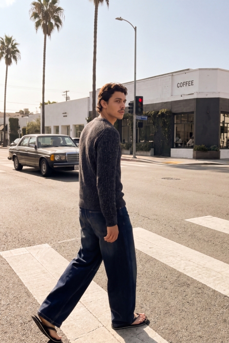 Jack & Jones blauwe heren trui | Sfeerbeeld, In situatie