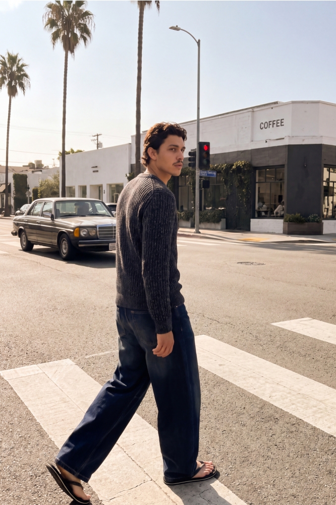 Jack & Jones blauwe heren trui | Sfeerbeeld, In situatie