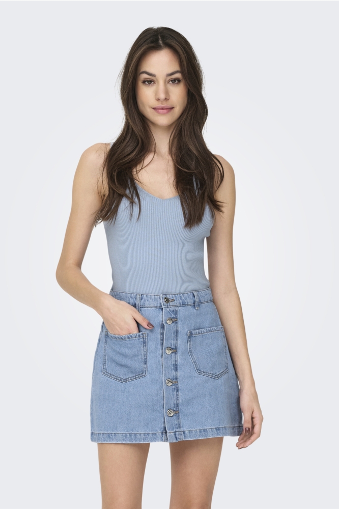 Jacqueline de Yong blauwe dames top | Model vooraanzicht