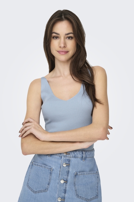 Jacqueline de Yong blauwe dames top | Model vooraanzicht