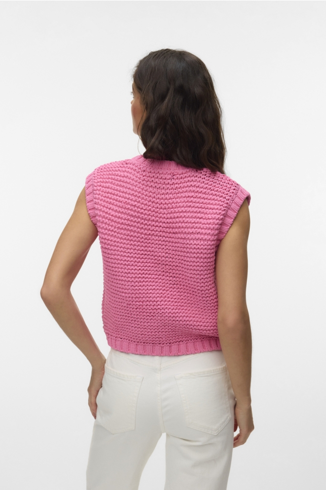 Vero Moda roze dames gilet | Model achteraanzicht