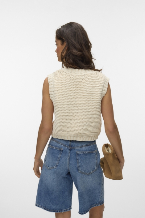 Vero Moda beige dames gilet | Model achteraanzicht