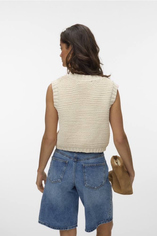 Vero Moda beige dames gilet | Model achteraanzicht