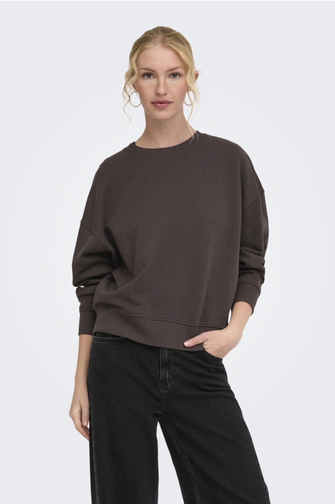 Only bruine dames sweater | Model vooraanzicht