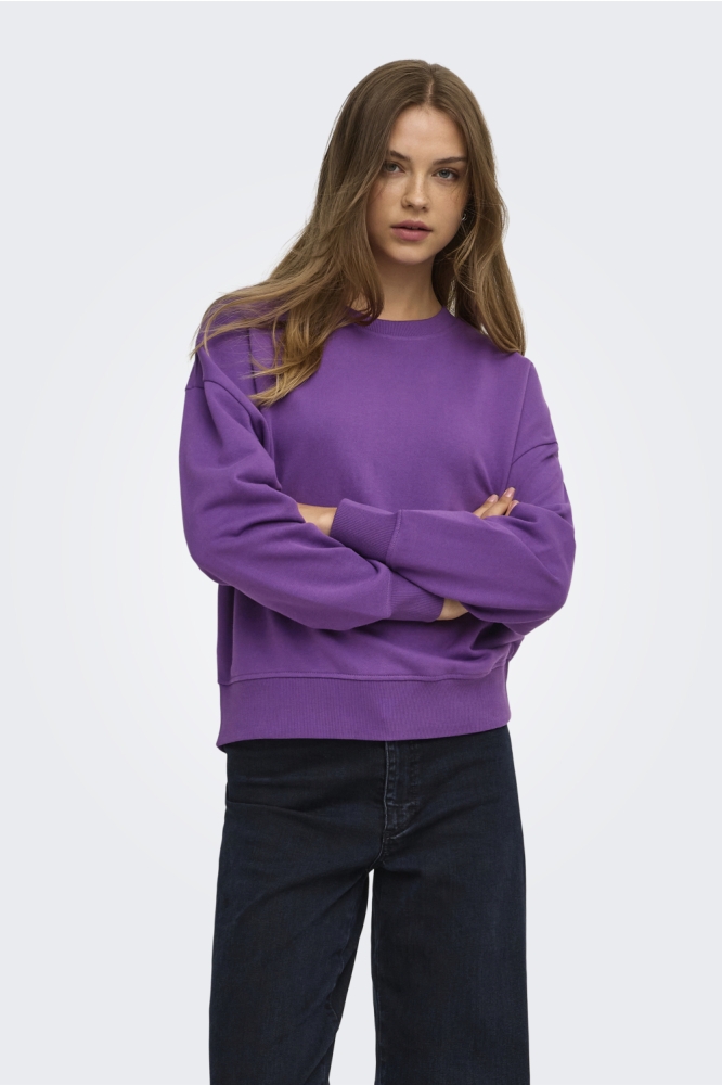 Only paarse dames sweater | Model vooraanzicht