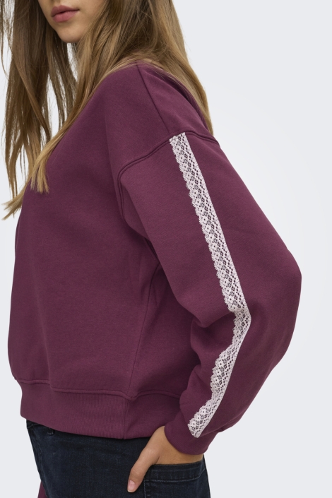 Only bordeaux dames sweater | Model zijaanzicht