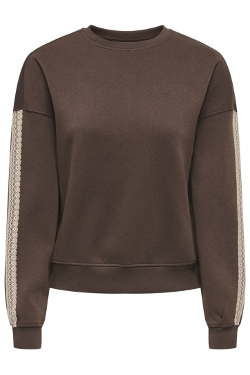 Only Trui ONLBEAUTY L/S CREW NECK CS SWT 15390825 Coffee Bean/Lace irish