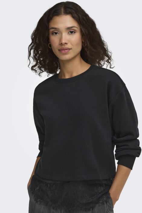 Only zwarte dames sweater | Model zijaanzicht