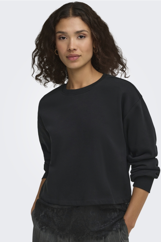 Only zwarte dames sweater | Model zijaanzicht