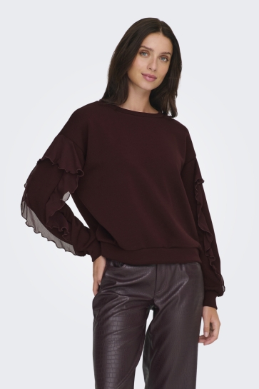 Only Trui ONLSCARLET L/S FLOUNCE SWT 15364212 Decadant Chocolate