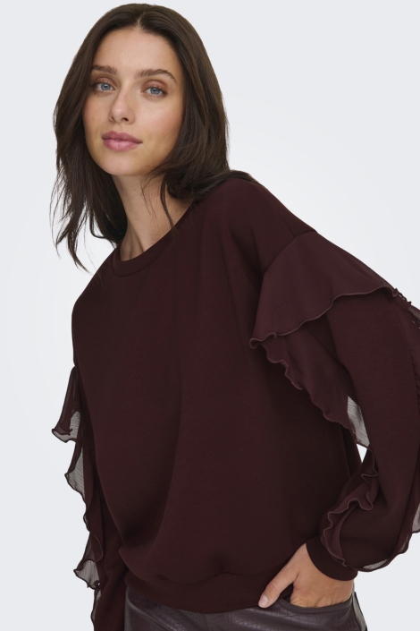 Only bruine dames sweater | Model vooraanzicht