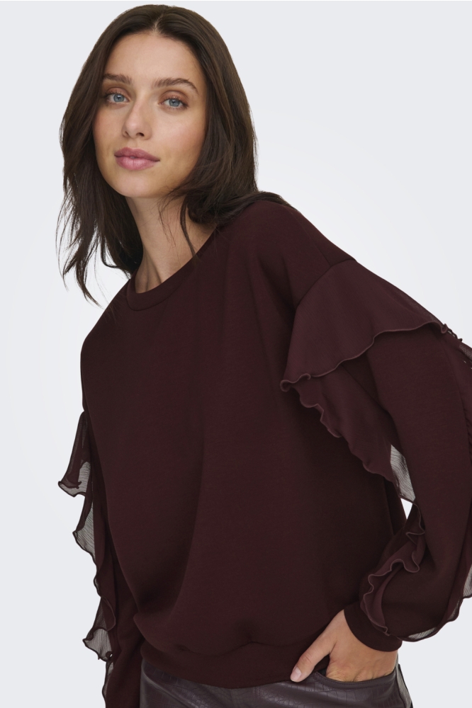 Only bruine dames sweater | Model vooraanzicht