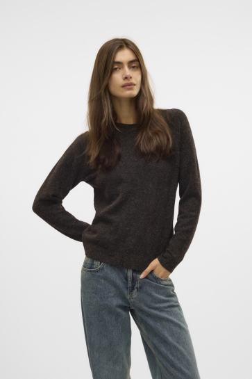 Vero Moda Trui VMDOFFY LS O-NECK BLOUSE GA NOOS 10201022 Chocolate Torte/W. BLACK M
