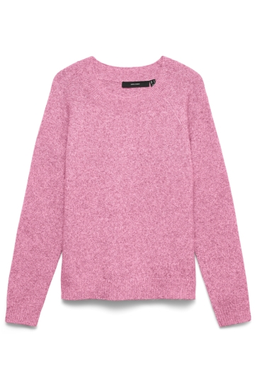 Vero Moda Trui VMDOFFY LS O-NECK BLOUSE GA NOOS 10201022 Prism Pink/W. WHITE MELANGE