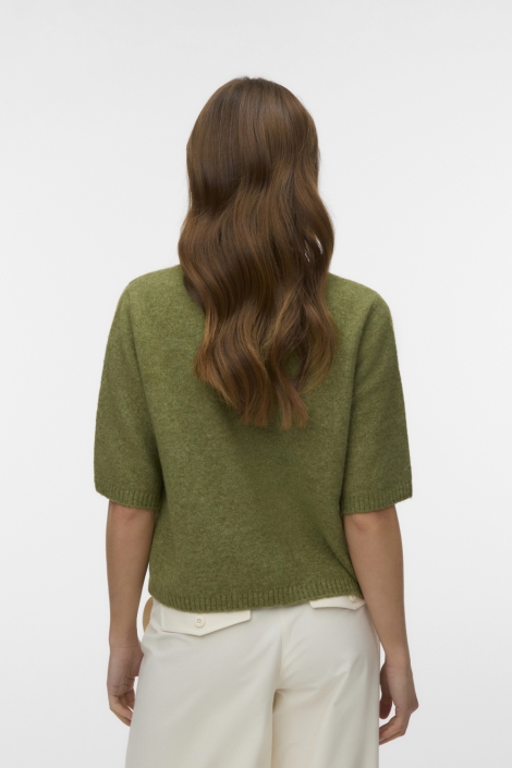 Vero Moda groene dames trui | Model achteraanzicht