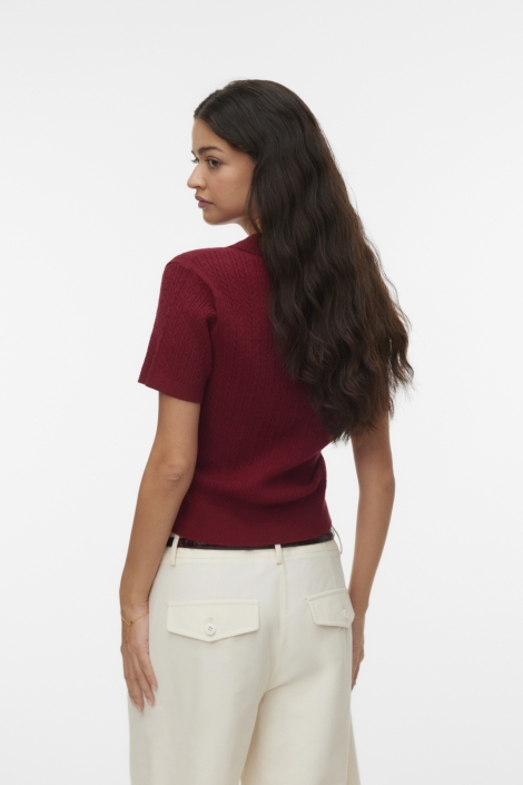 Vero Moda rode dames t-shirt | Model achteraanzicht