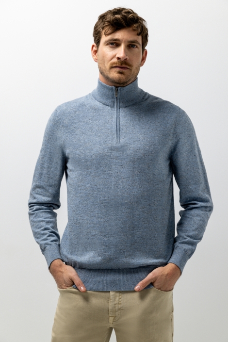 State of Art blauwe heren trui | Model vooraanzicht