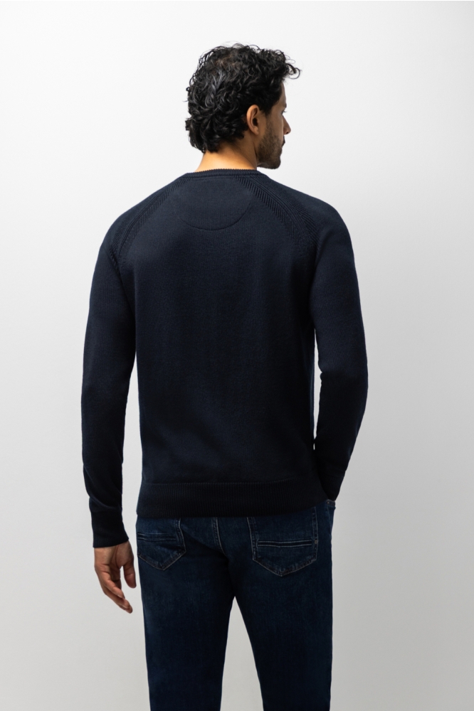 State of Art blauwe heren trui | Model achteraanzicht