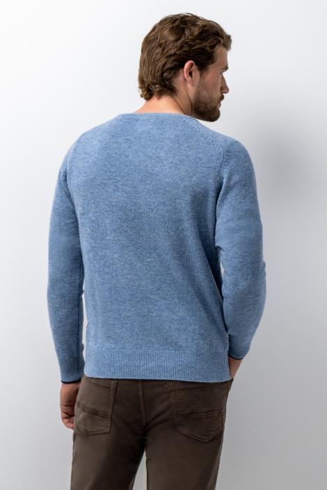 State of Art blauwe heren trui | Model achteraanzicht