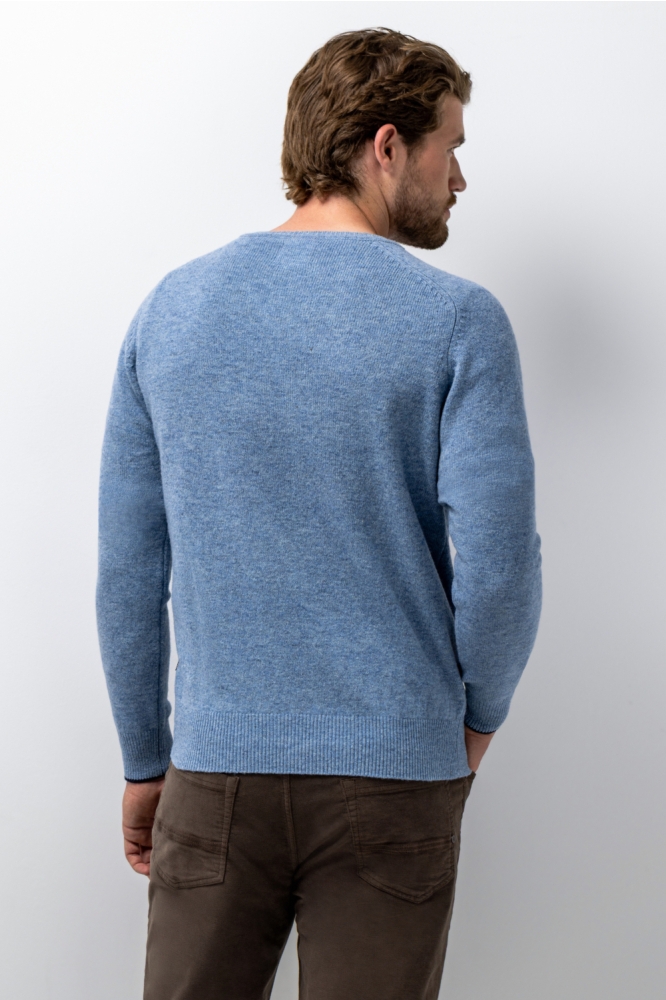 State of Art blauwe heren trui | Model achteraanzicht