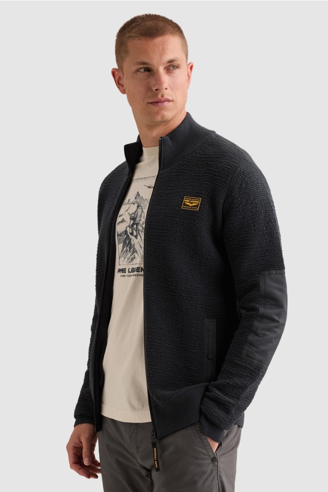 PME legend blauwe heren vest | Model zijaanzicht