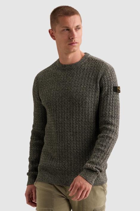 PME legend blauwe heren trui | Model vooraanzicht