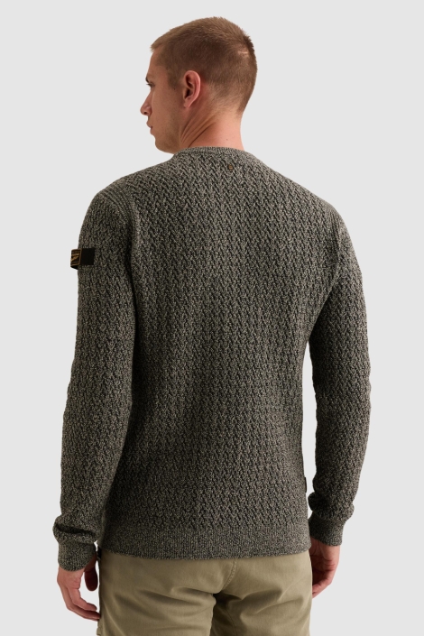 PME legend blauwe heren trui | Model achteraanzicht