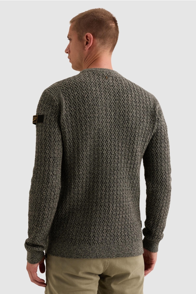 PME legend blauwe heren trui | Model achteraanzicht