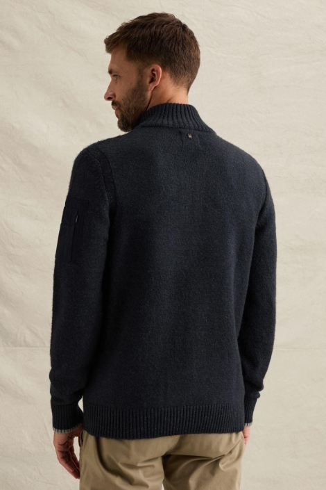 PME legend blauwe heren trui | Model achteraanzicht