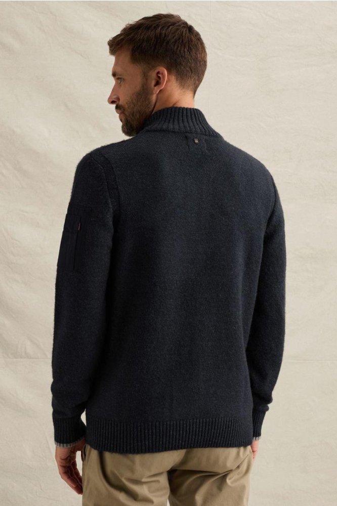 PME legend blauwe heren trui | Model achteraanzicht